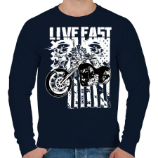 PRINTFASHION Lives Fast - Férfi pulóver - Sötétkék férfi pulóver, kardigán