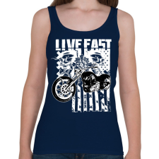 PRINTFASHION Lives Fast - Női atléta - Sötétkék női trikó