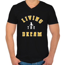 PRINTFASHION LIVING THE DREAM - Férfi V-nyakú póló - Fekete férfi póló