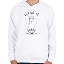 PRINTFASHION Llamaste yoga - Gyerek kapucnis pulóver - Fehér gyerek pulóver, kardigán