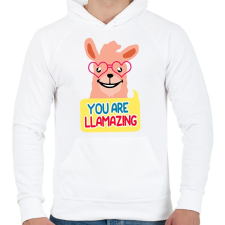 PRINTFASHION LLAMAZING - Férfi kapucnis pulóver - Fehér férfi pulóver, kardigán