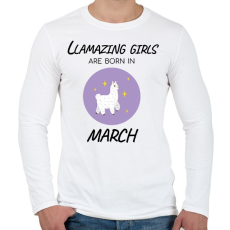 PRINTFASHION Llamazing girls are born is march - Férfi hosszú ujjú póló - Fehér