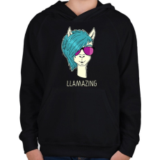 PRINTFASHION LLAMAZING - Gyerek kapucnis pulóver - Fekete