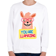 PRINTFASHION LLAMAZING - Gyerek pulóver - Fehér gyerek pulóver, kardigán