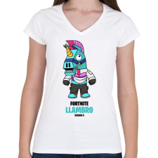 PRINTFASHION Llambro - Fortnite Season 6 - Női V-nyakú póló - Fehér női póló