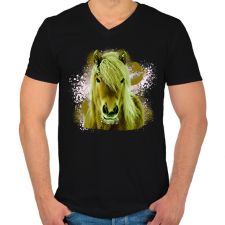 PRINTFASHION ló arc 4 - Férfi V-nyakú póló - Fekete férfi póló