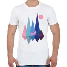 PRINTFASHION Ló és hegyek - Férfi póló - Fehér férfi póló