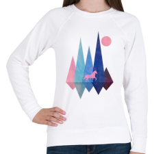 PRINTFASHION Ló és hegyek - Női pulóver - Fehér női pulóver, kardigán