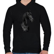PRINTFASHION ló - Férfi kapucnis pulóver - Fekete