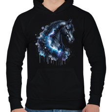 PRINTFASHION ló - Férfi kapucnis pulóver - Fekete