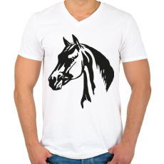 PRINTFASHION Ló - Férfi V-nyakú póló - Fehér