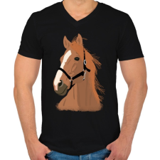 PRINTFASHION Ló - Férfi V-nyakú póló - Fekete férfi póló