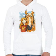 PRINTFASHION Ló gazdi - Férfi kapucnis pulóver - Fehér