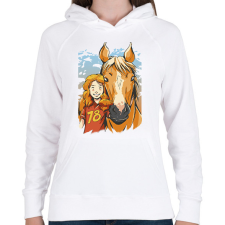 PRINTFASHION Ló gazdi - Női kapucnis pulóver - Fehér női pulóver, kardigán