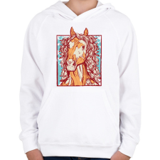 PRINTFASHION Ló - Gyerek kapucnis pulóver - Fehér gyerek pulóver, kardigán