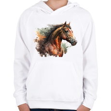 PRINTFASHION Ló  - Gyerek kapucnis pulóver - Fehér