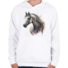 PRINTFASHION Ló - Gyerek kapucnis pulóver - Fehér gyerek pulóver, kardigán