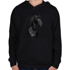 PRINTFASHION ló - Gyerek kapucnis pulóver - Fekete