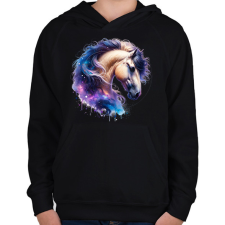 PRINTFASHION ló - Gyerek kapucnis pulóver - Fekete gyerek pulóver, kardigán