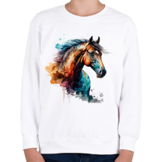 PRINTFASHION Ló - Gyerek pulóver - Fehér