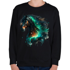 PRINTFASHION ló - Gyerek pulóver - Fekete gyerek pulóver, kardigán