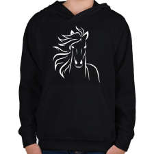 PRINTFASHION Ló minta  - Gyerek kapucnis pulóver - Fekete gyerek pulóver, kardigán