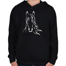 PRINTFASHION Ló minta  - Gyerek kapucnis pulóver - Fekete
