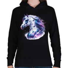 PRINTFASHION ló - Női kapucnis pulóver - Fekete