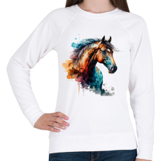 PRINTFASHION Ló - Női pulóver - Fehér