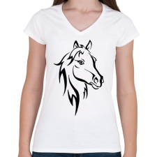 PRINTFASHION Ló - Női V-nyakú póló - Fehér női póló