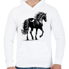 PRINTFASHION Ló rajz - Férfi kapucnis pulóver - Fehér