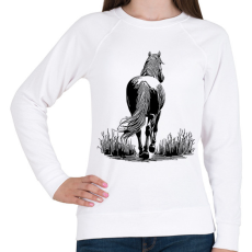 PRINTFASHION Ló rajz - Női pulóver - Fehér