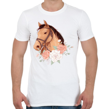 PRINTFASHION Ló rózsákkal - Férfi póló - Fehér férfi póló