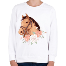 PRINTFASHION Ló rózsákkal - Gyerek pulóver - Fehér gyerek pulóver, kardigán