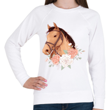 PRINTFASHION Ló rózsákkal - Női pulóver - Fehér női pulóver, kardigán