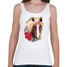 PRINTFASHION Ló virággal - Női atléta - Fehér női trikó