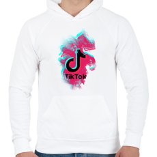 PRINTFASHION Lobogó Tik Tok logo - Férfi kapucnis pulóver - Fehér
