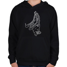 PRINTFASHION Lógó denevér - fehér - Gyerek kapucnis pulóver - Fekete
