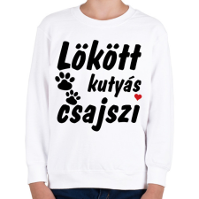 PRINTFASHION Lökött kutyás csajszi - Gyerek pulóver - Fehér gyerek pulóver, kardigán