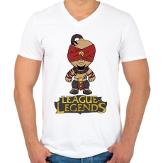 PRINTFASHION LOL Lee Sin - Férfi V-nyakú póló - Fehér