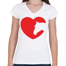 PRINTFASHION lólove - Női V-nyakú póló - Fehér női póló