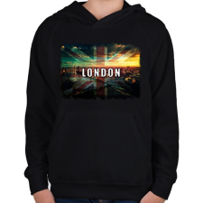 PRINTFASHION LONDON LÁTKÉP - Gyerek kapucnis pulóver - Fekete gyerek pulóver, kardigán