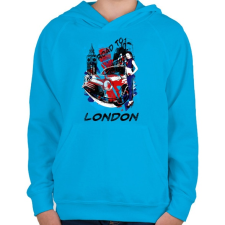 PRINTFASHION London utjain - Gyerek kapucnis pulóver - Azúrkék gyerek pulóver, kardigán