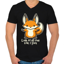 PRINTFASHION Look At All The Fox I Give - Férfi V-nyakú póló - Fekete férfi póló