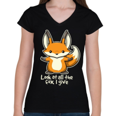 PRINTFASHION Look At All The Fox I Give - Női V-nyakú póló - Fekete
