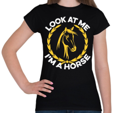 PRINTFASHION Look I'm a horse - Női póló - Fekete női póló