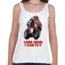 PRINTFASHION Look Mom, I can fly motoros - Női atléta - Fehér női trikó