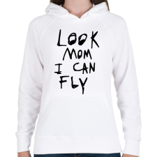 PRINTFASHION Look mom, i can fly! - Női kapucnis pulóver - Fehér női pulóver, kardigán