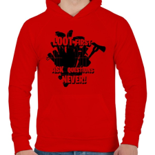 PRINTFASHION Loot first - Férfi kapucnis pulóver - Piros férfi pulóver, kardigán