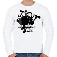 PRINTFASHION Loot first - Férfi pulóver - Fehér férfi pulóver, kardigán